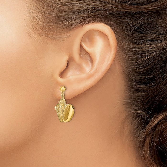 Designer 14K Gold 2-D Conch Shell Dangle Earrings - Stylish & Affordable Value-3