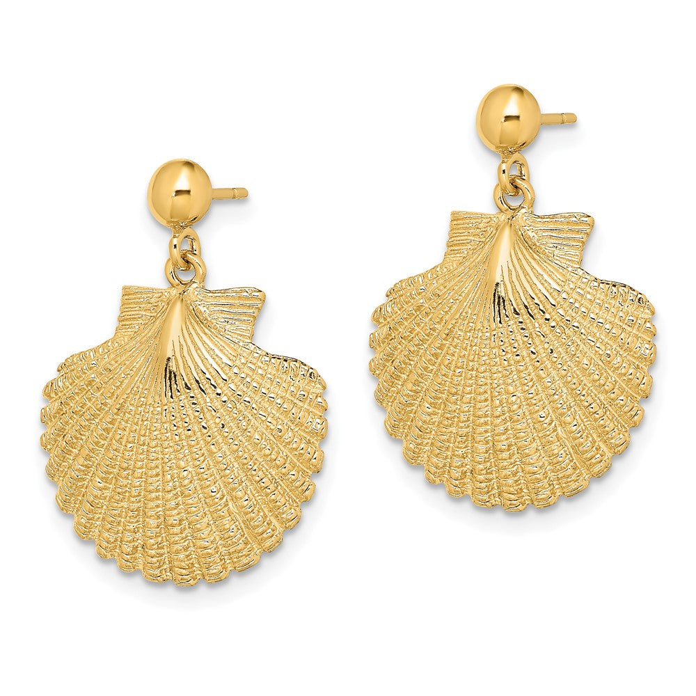 Shop 14K Gold Scalloped Drop Earrings - Stylish Design, Lightweight Luxury!