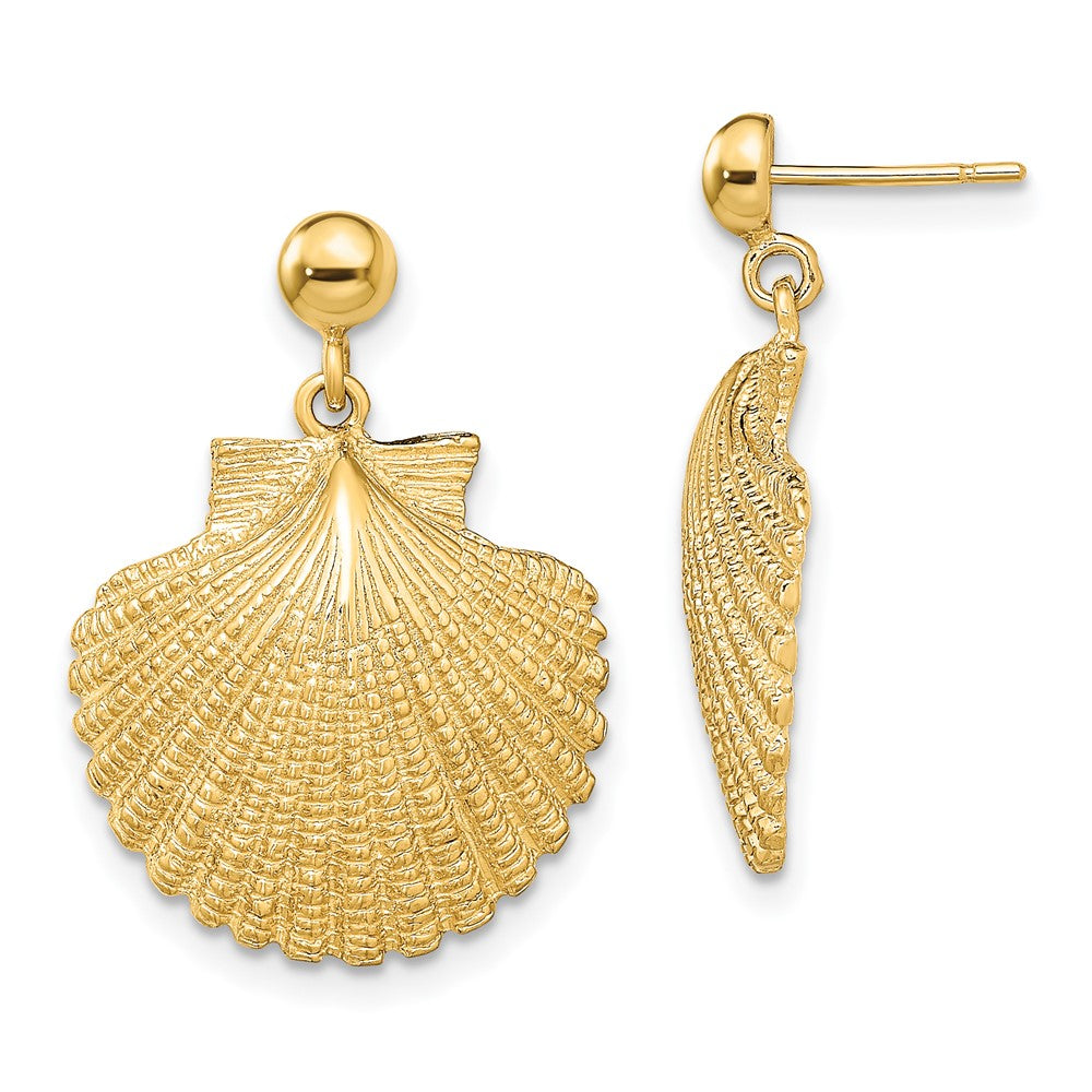 Shop 14K Gold Scalloped Drop Earrings - Stylish Design, Lightweight Luxury!