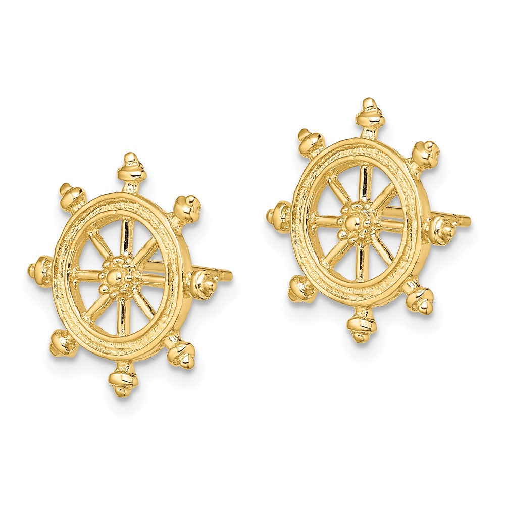 Buy Stylish 14K Gold Ship's Wheel Stud Earrings - High-Quality & Affordable