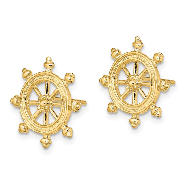 14K Gold Ship's Wheel Stud Earrings