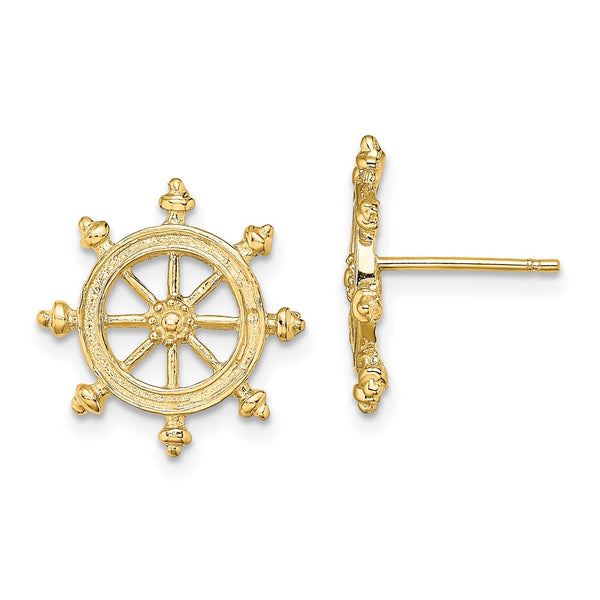 14K Gold Ship's Wheel Stud Earrings