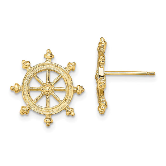 Buy Stylish 14K Gold Ship's Wheel Stud Earrings - High-Quality & Affordable
