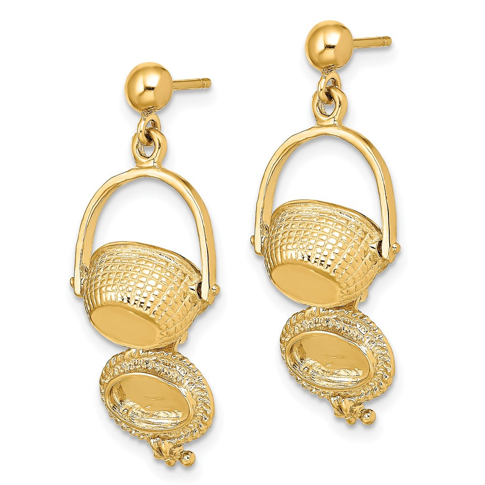 Exclusive 14K Gold 3D Nantucket Basket Drop Earrings - Stylish & Affordable!