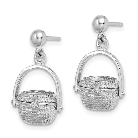 Buy Stylish 14K White Gold 3D Nantucket Basket Drop Earrings - Elegant Value
