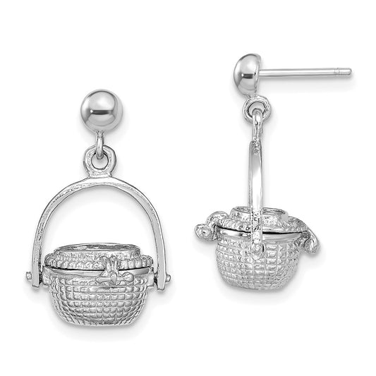 Buy Stylish 14K White Gold 3D Nantucket Basket Drop Earrings - Elegant Value