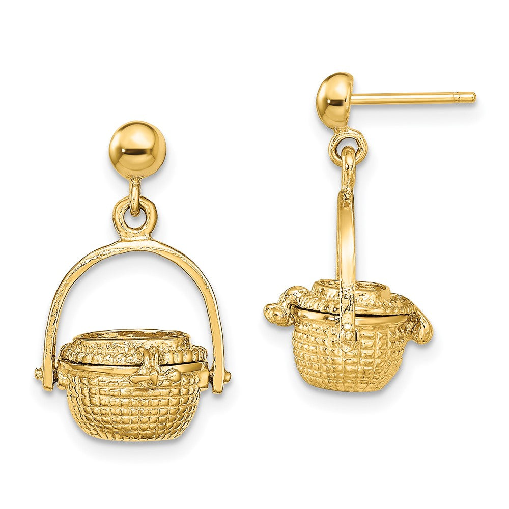 Exclusive 14K Gold 3D Nantucket Basket Drop Earrings - Stylish & Affordable!