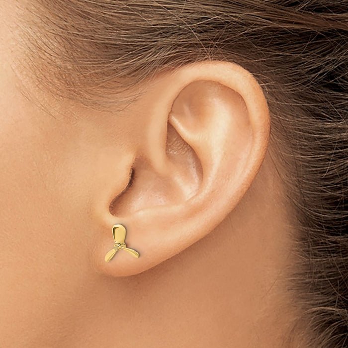 Buy Stylish 14K Gold Propeller Post Earrings - .85mm, Luxury Appeal!-3