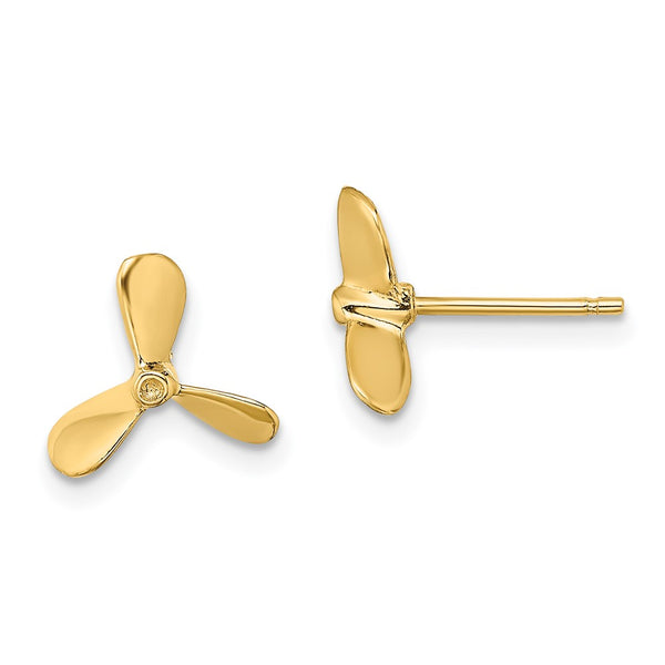 14K Gold Propeller Post Earrings - .85mm, Appeal