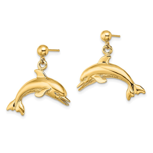 Buy Stylish 14K Gold Dangle Earrings with Dolphin Design - Affordable Luxury!