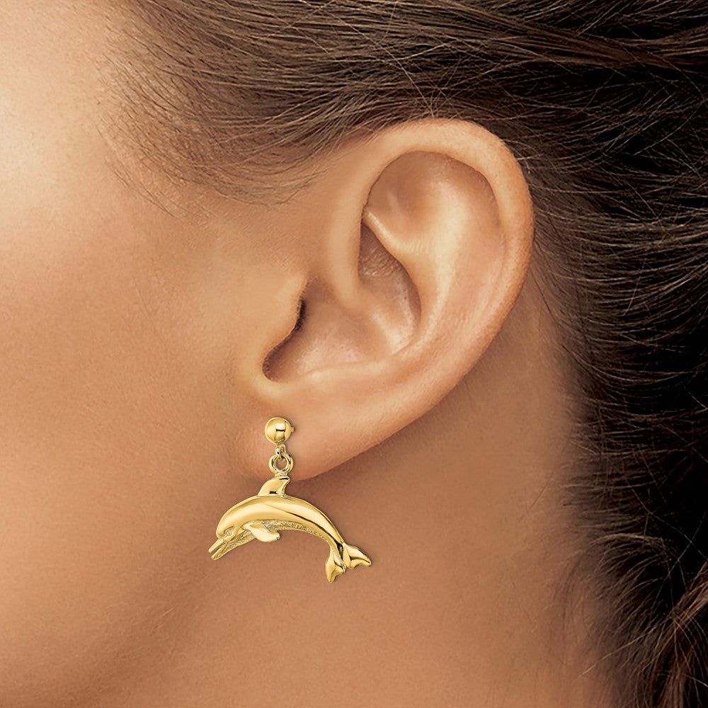 Buy Stylish 14K Gold Dangle Earrings with Dolphin Design - Affordable Luxury!