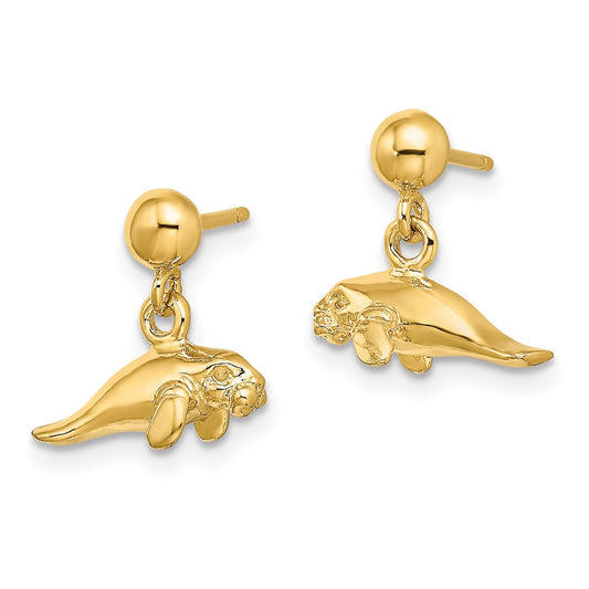 Buy Exclusive 14K Gold Mini Manatee Dangle Earrings - Stylish & Lightweight