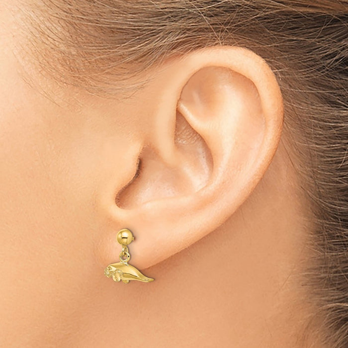 Buy Exclusive 14K Gold Mini Manatee Dangle Earrings - Stylish & Lightweight-3