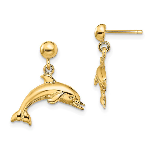 Shop Stylish 14K Gold Dolphin Dangle Earrings - High-Quality & Affordable!