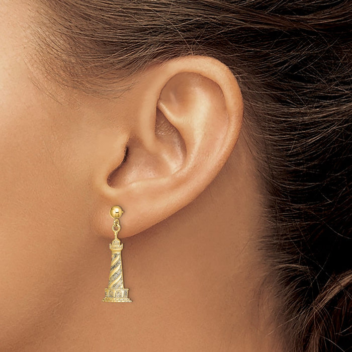 Shop Stylish 14K Gold Cape Hatteras Lighthouse Earrings - Affordable Luxury-3