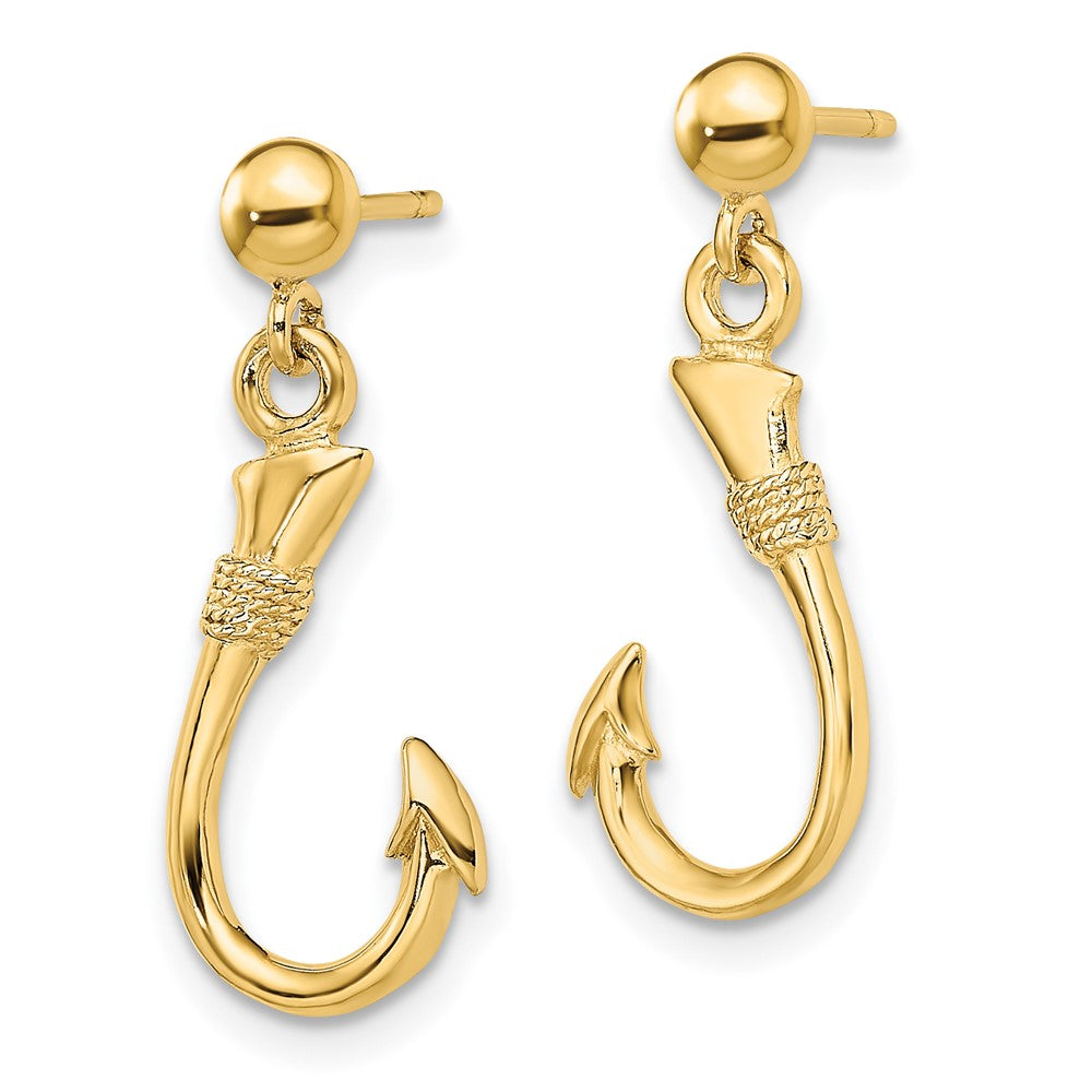 Buy Exclusive 14K Gold 3D Fish Hook Dangle Earrings - Stylish & Affordable