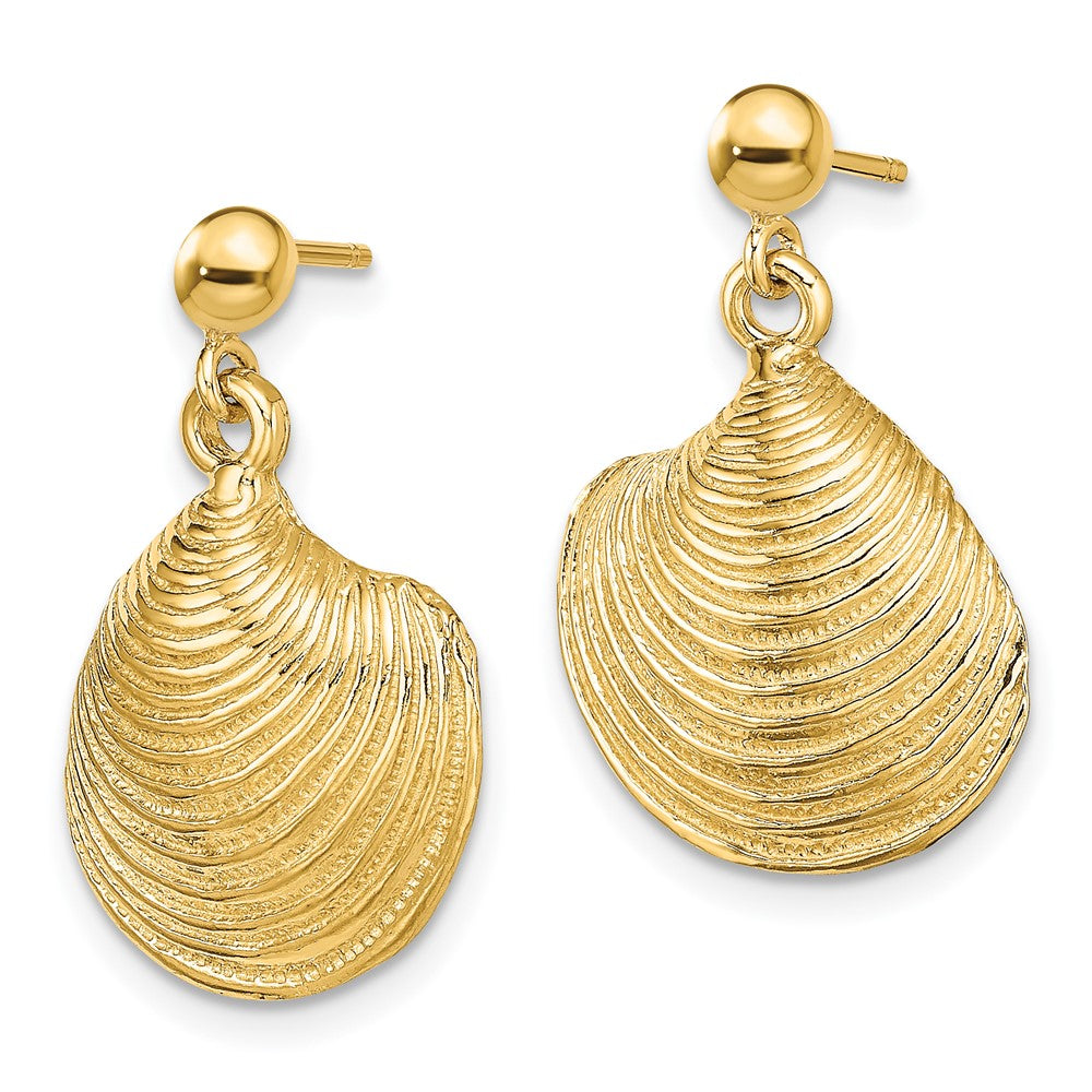 Shop Exclusive 14K Gold Textured Clam Shell Dangle Earrings - Stylish Design