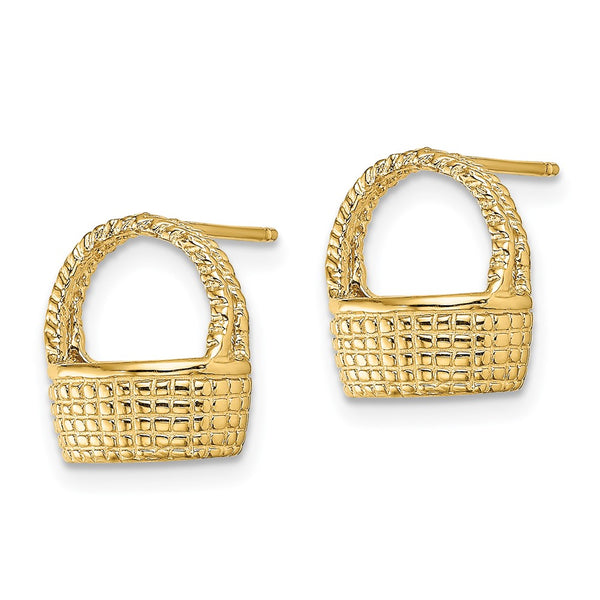 14K Gold Basket-Style Flat Back Post Earrings