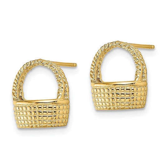 Exclusive 14K Gold Basket-Style Flat Back Post Earrings - Stylish & Affordable!