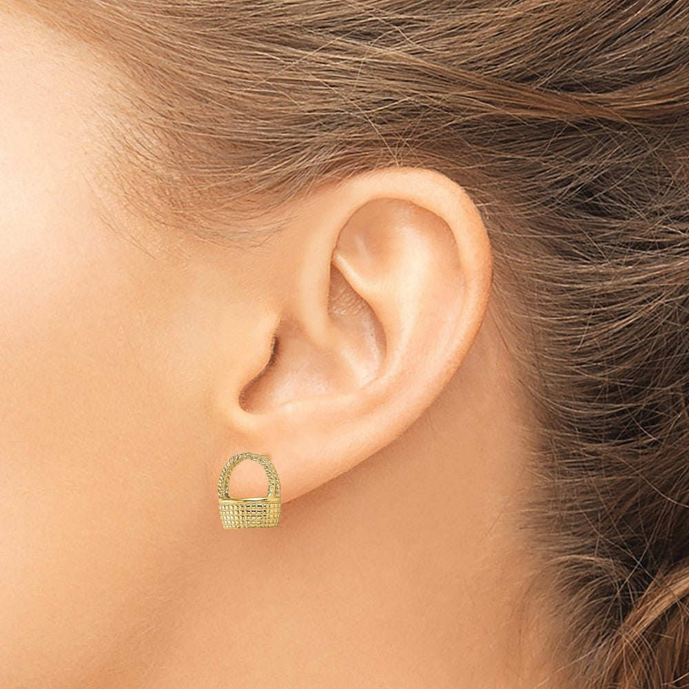 Exclusive 14K Gold Basket-Style Flat Back Post Earrings - Stylish & Affordable!