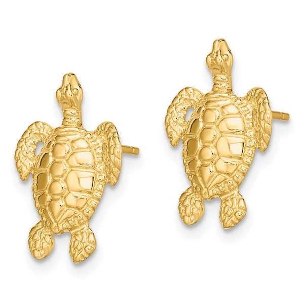 14K Gold Sea Turtle Stud Earrings - Style GR1-1011790