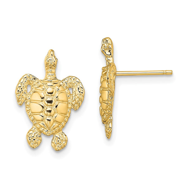14K Gold Sea Turtle Stud Earrings - Style GR1-1011790
