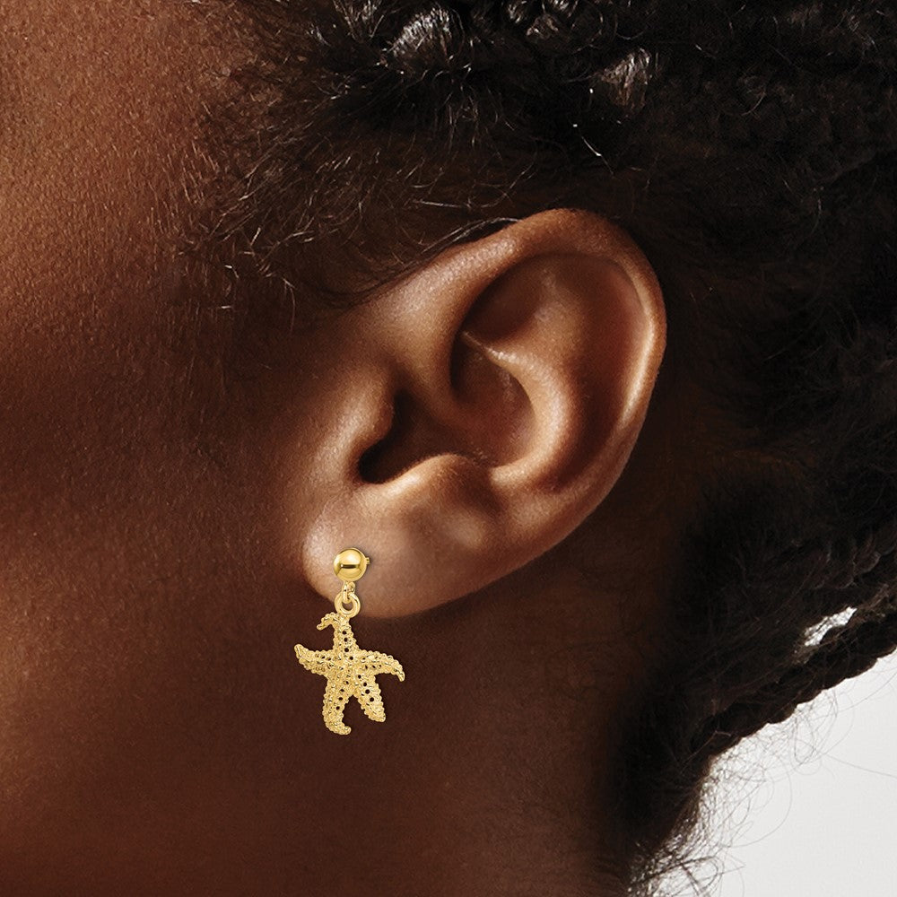 Shop Stylish 14K Gold 3D Starfish Drop Earrings - Affordable Luxury Accessory