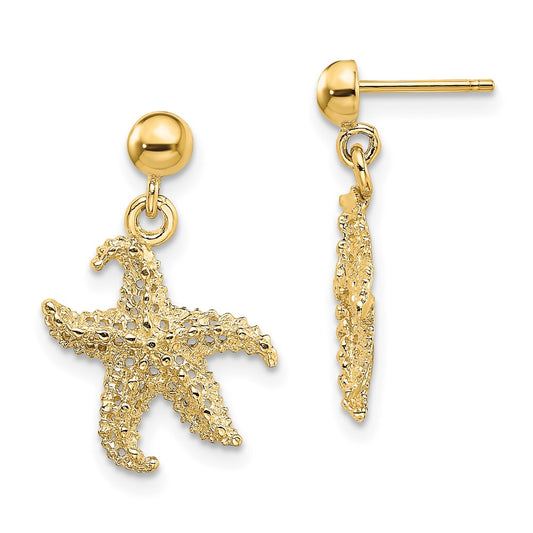 Shop Stylish 14K Gold 3D Starfish Drop Earrings - Affordable Luxury Accessory