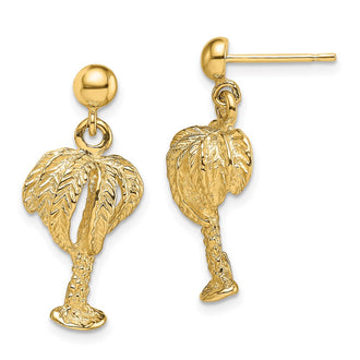 Buy Exclusive 14K Gold Palm Tree Dangle Earrings, Stylish & Lightweight