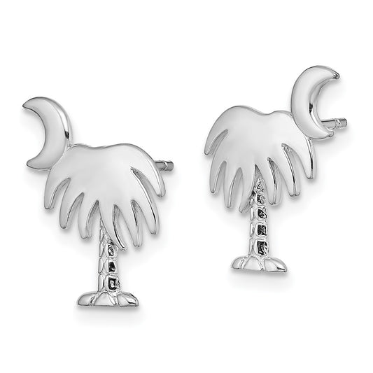 Buy Exclusive 14K White Gold Charleston Palm Tree Earrings - Stylish Moon Accent
