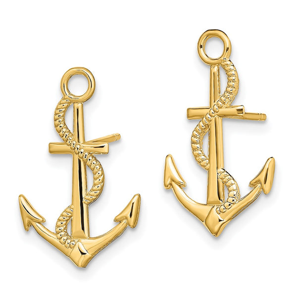 14K Polished Anchor Earrings