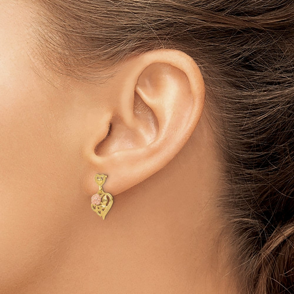 Shop 14K Two-Tone Heart & Flower Dangle Earrings | Stylish & Affordable Luxury