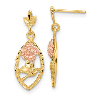 Exclusive 14K Two-Tone Floral Drop Earrings - Stylish & High-Quality Design