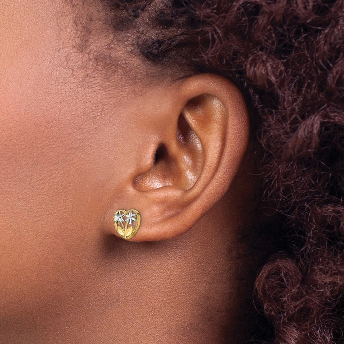 Exclusive 14K White Gold Flower & Heart Stud Earrings - Stylish Value at 0.85mm-3