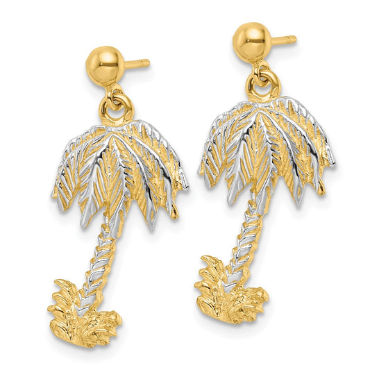 Buy Stylish 14K Textured Rhodium-Plated Palm Tree Earrings | Luxury Design