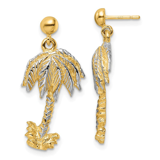 Buy Stylish 14K Textured Rhodium-Plated Palm Tree Earrings | Luxury Design