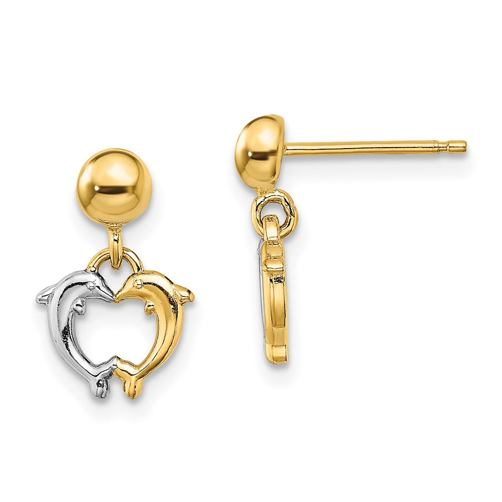 Shop Stylish 14K White Gold Dolphin Dangle Earrings - Luxury Rhodium-Plated Design