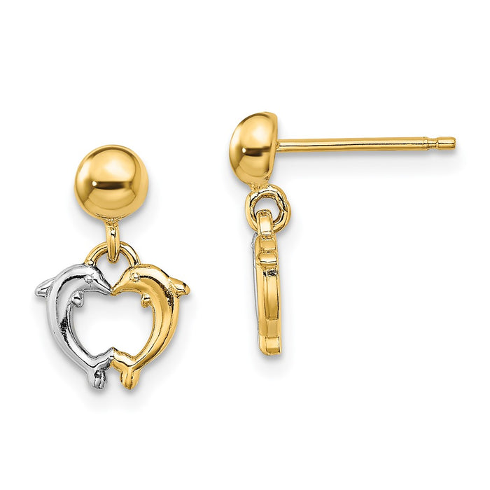Shop Stylish 14K White Gold Dolphin Dangle Earrings - Luxury Rhodium-Plated Design-1