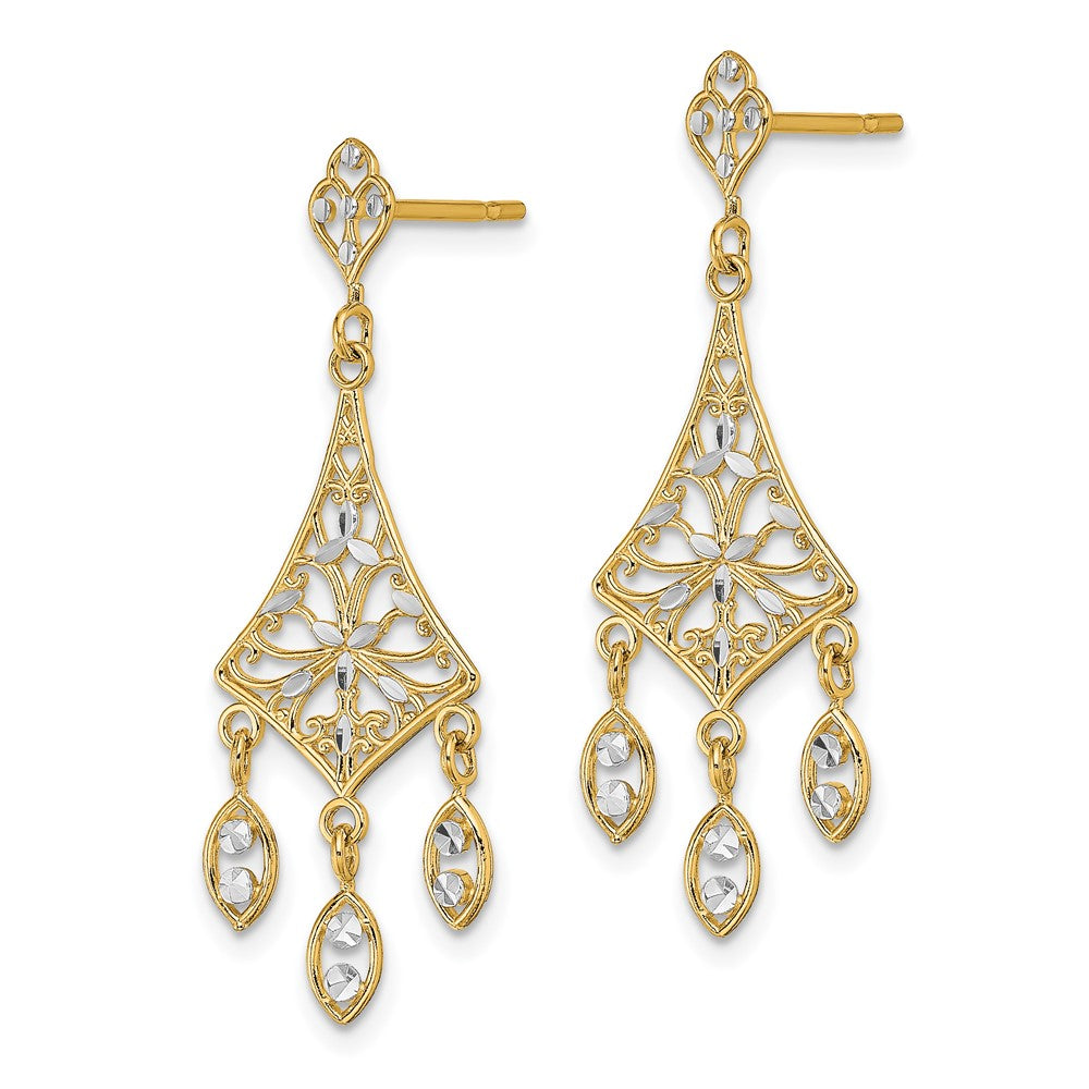 Buy Stylish 14K Gold & Rhodium Filigree Drop Chandelier Earrings - Value Choice