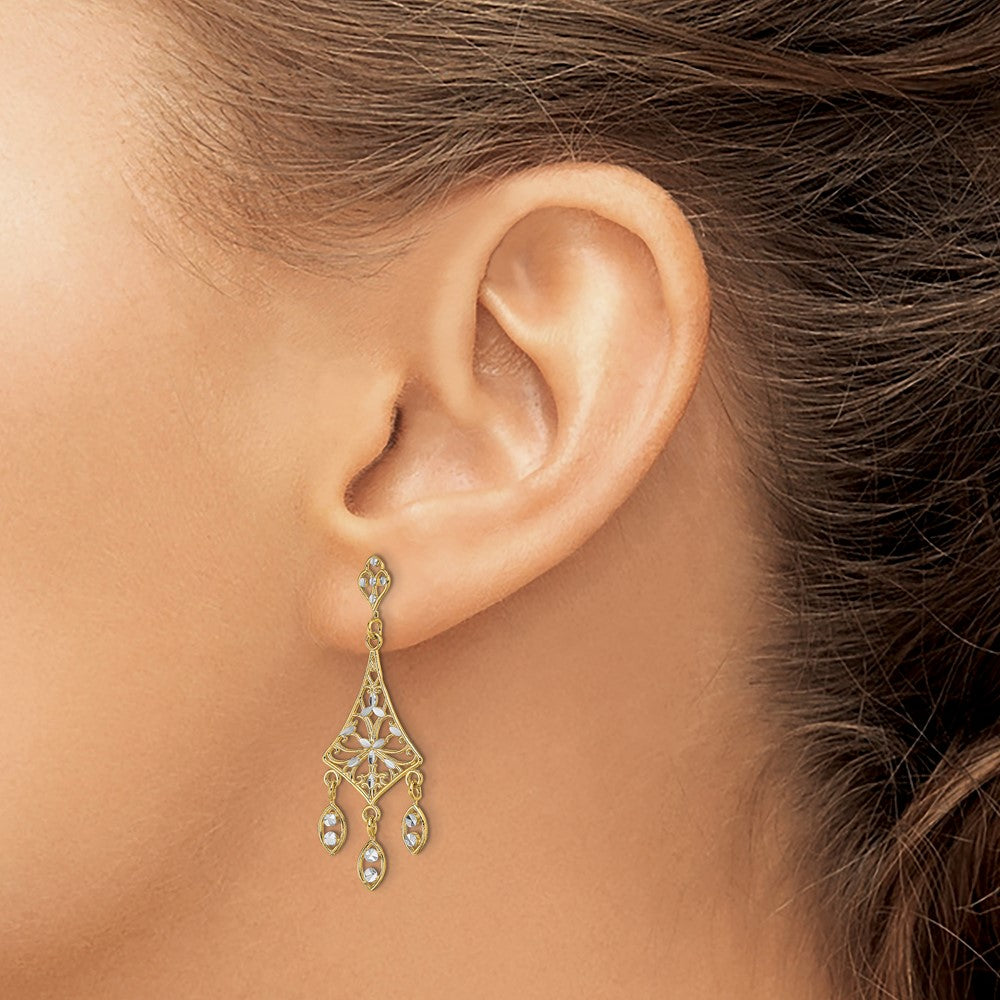 Buy Stylish 14K Gold & Rhodium Filigree Drop Chandelier Earrings - Value Choice
