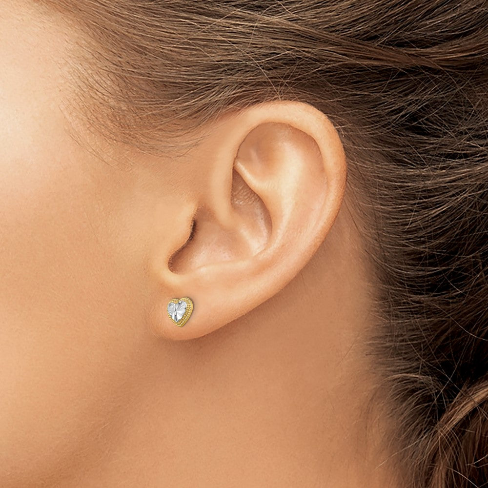 Buy Stylish 14K Gold & Rhodium Plated Heart Drop Earrings - Luxury Jewelry!