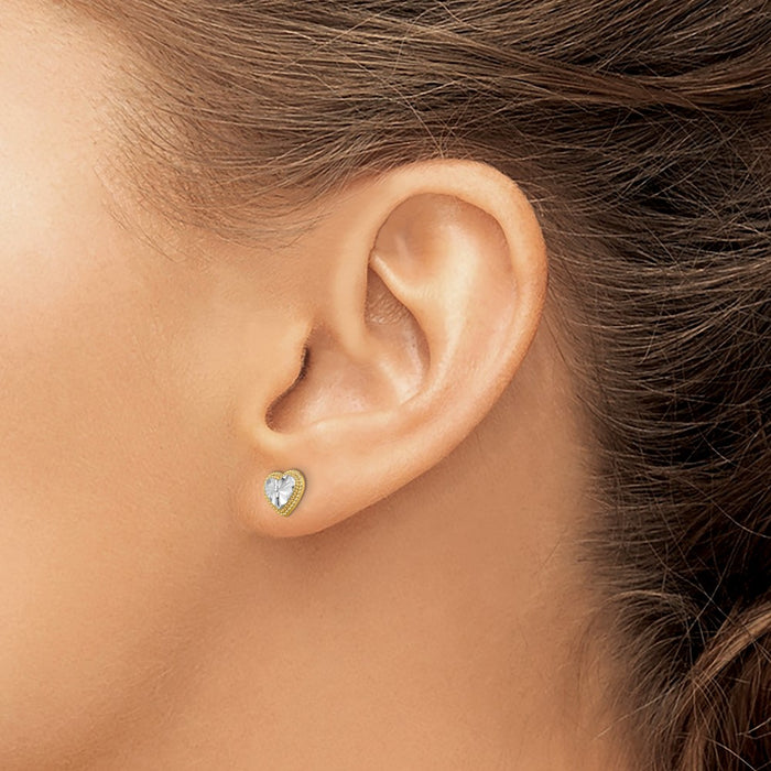 Buy Stylish 14K Gold & Rhodium Plated Heart Drop Earrings - Luxury Jewelry!-3