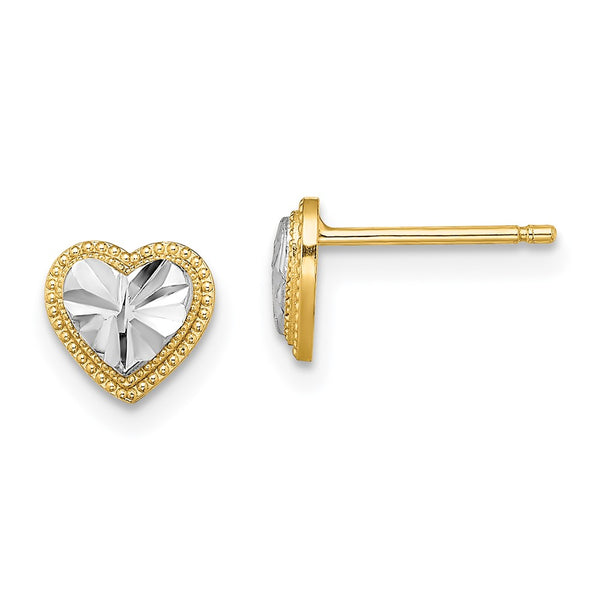 14K Gold & Rhodium Plated Heart Drop Earrings - Style GR1-1011886