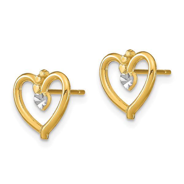 14K White Gold Rhodium-Plated Heart Drop Earrings