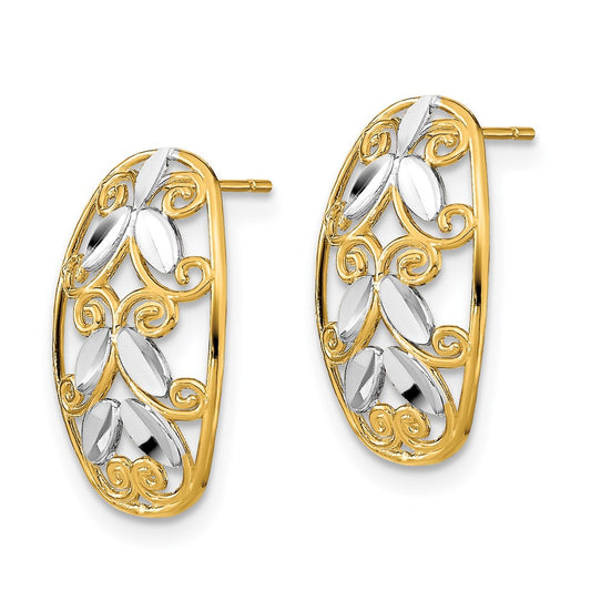 High-Quality 14K White Gold Filigree Dangle Earrings - Stylish & Affordable