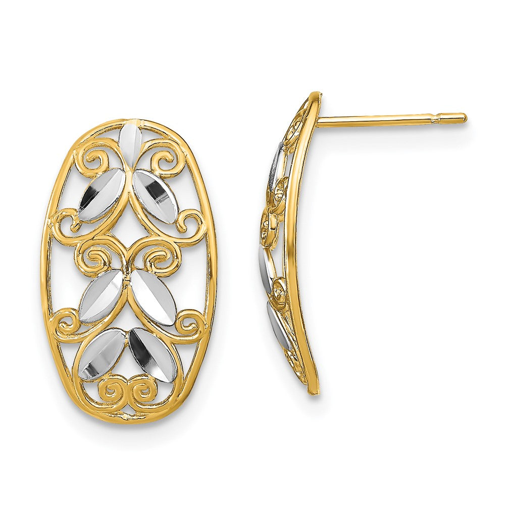 High-Quality 14K White Gold Filigree Dangle Earrings - Stylish & Affordable
