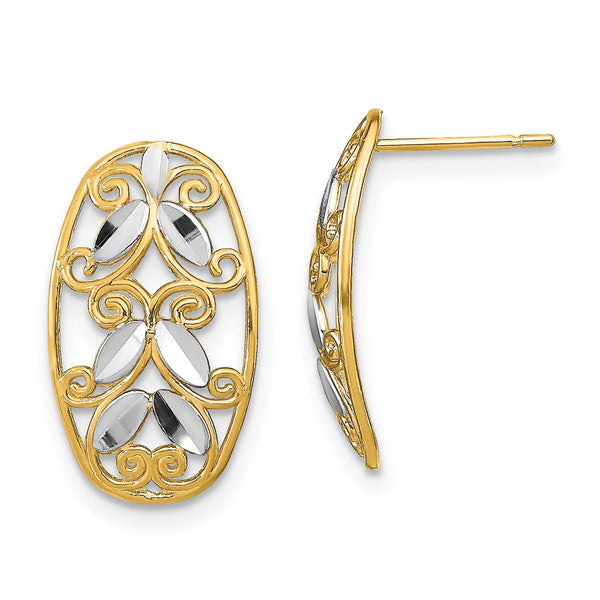 14K White Gold Filigree Dangle Earrings