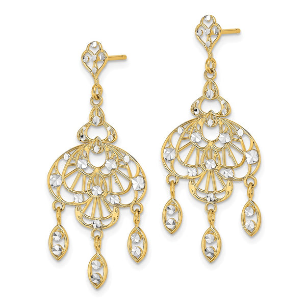 14K White Gold Rhodium-Plated Dangle Chandelier Earrings