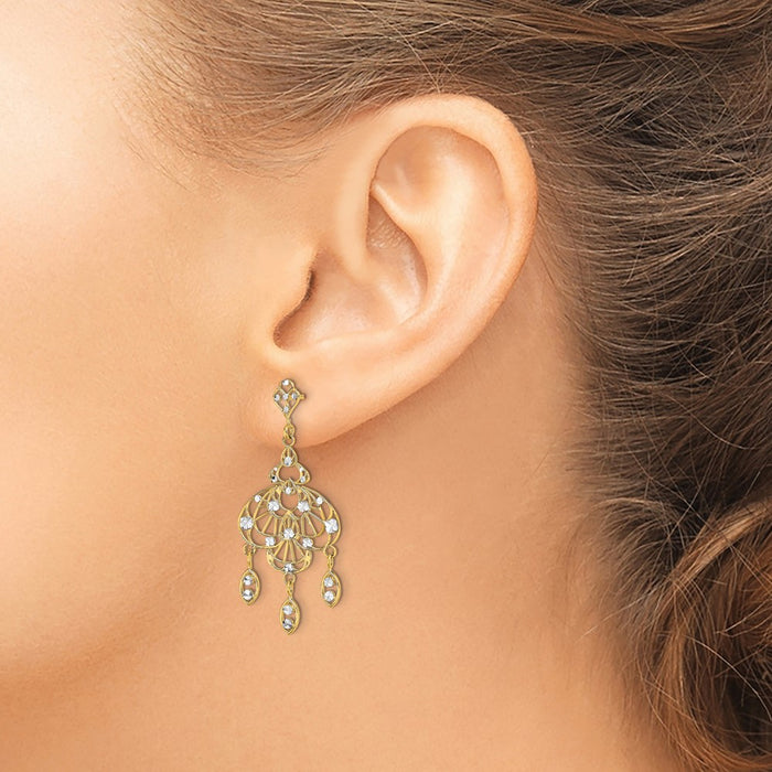 Exclusive 14K White Gold Rhodium-Plated Dangle Chandelier Earrings - Stylish Elegance-3