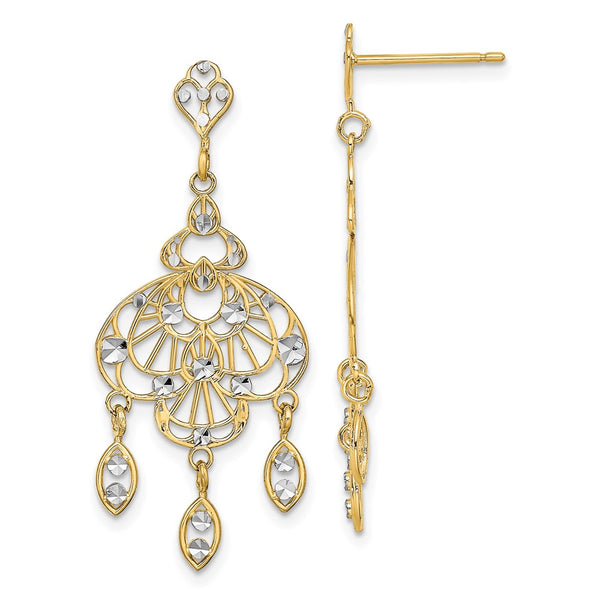 14K White Gold Rhodium-Plated Dangle Chandelier Earrings